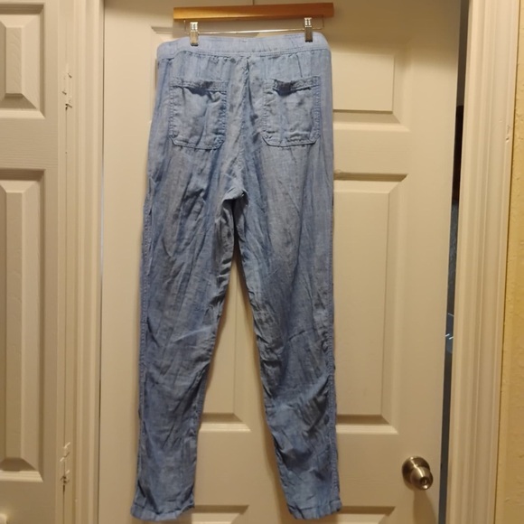 Lilly Pulitzer Light Blue Drawstring Pants 100% Linen Lightweight Stretch Size L - Picture 6 of 8